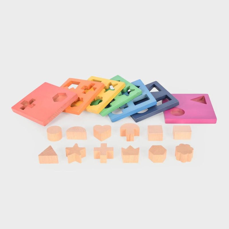 TickiT Rainbow Wooden Shape Stacker